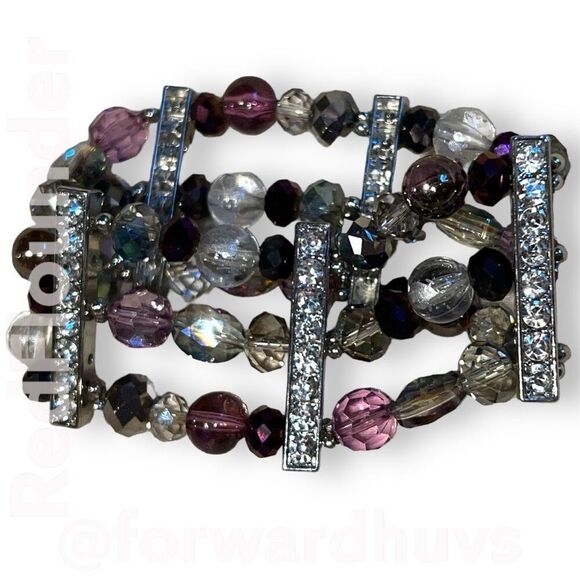 Bundle Sale 3 for $15 | Beaded Stretch Bracelet with Rhinestone Dividers - Picture 6 of 8